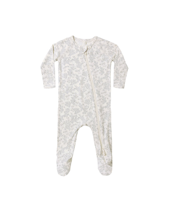 BAMBOO ZIP FOOTIE CLOUD FLORAL