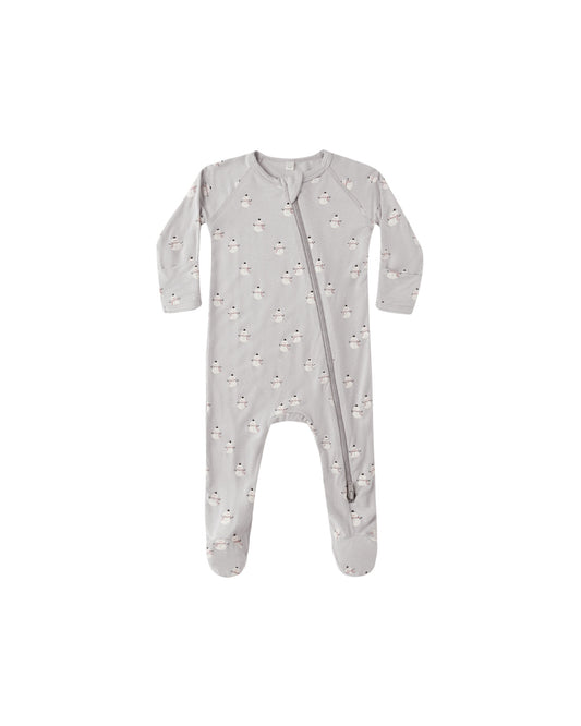 BAMBOO ZIP FOOTIE || SNOWMEN