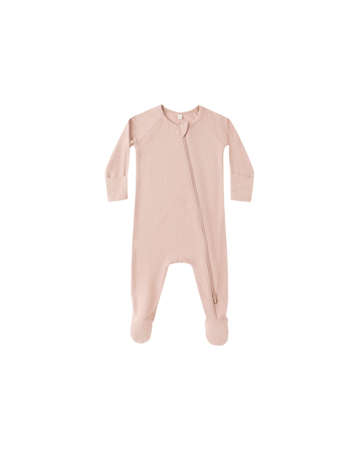 BAMBOO ZIP FOOTIE || ROSE