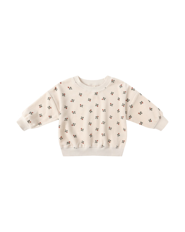 VELOUR RELAXED SWEATSHIRT || HOLLY BERRY
