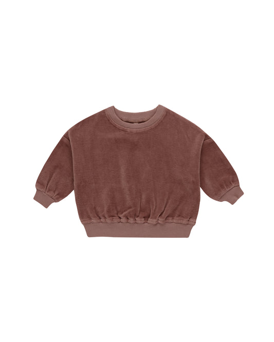 VELOUR RELAXED SWEATSHIRT || CRANBERRY