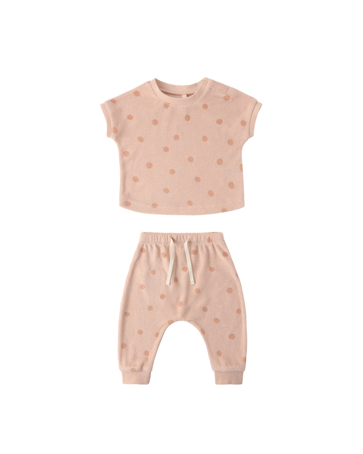 TERRY TEE + PANT SET POLKA DOT