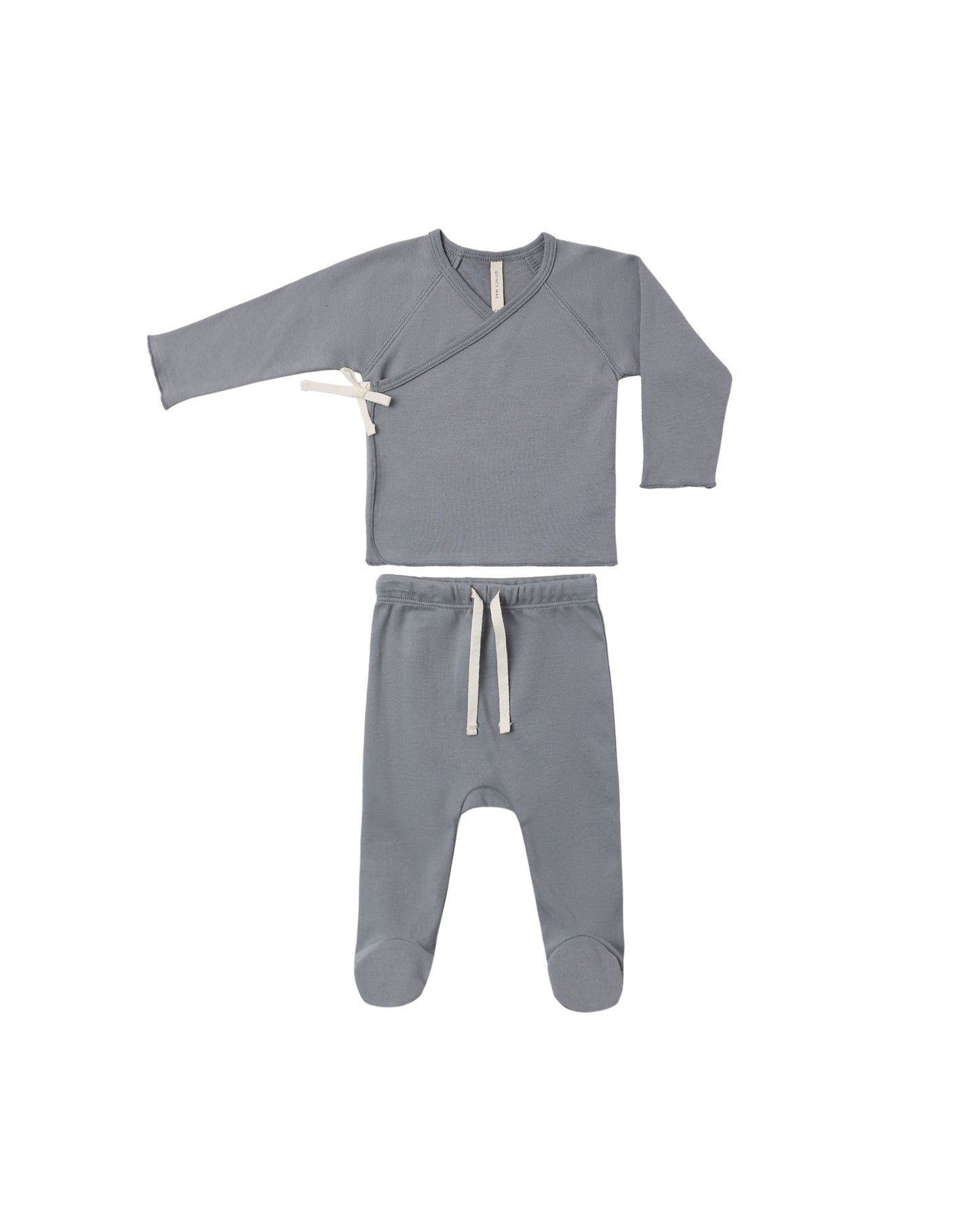 WRAP TOP + FOOTED PANT SET SLATE
