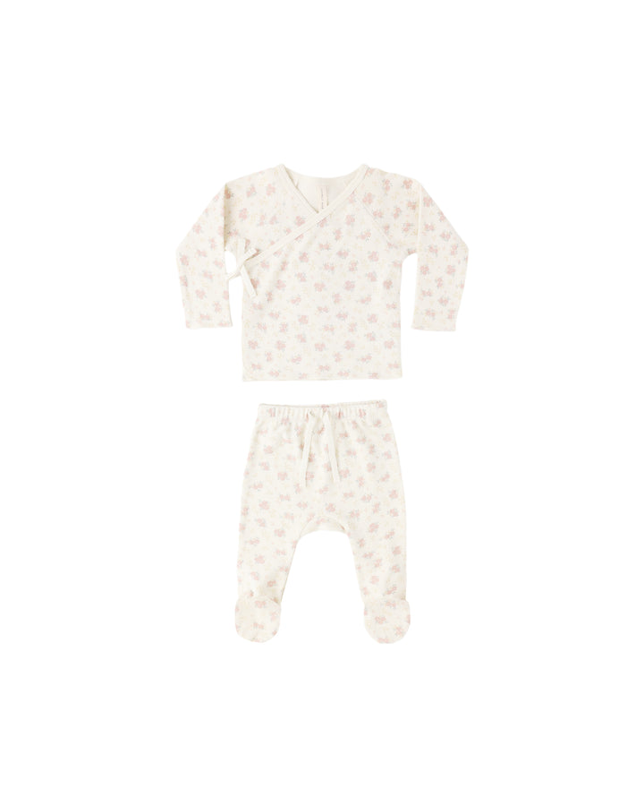 WRAP TOP + FOOTED PANT SET FLOWER FIELD