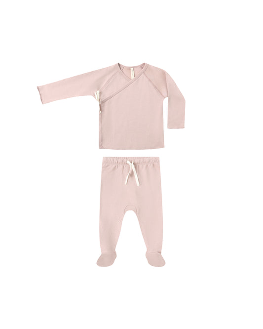 WRAP TOP + FOOTED PANT SET || ROSE