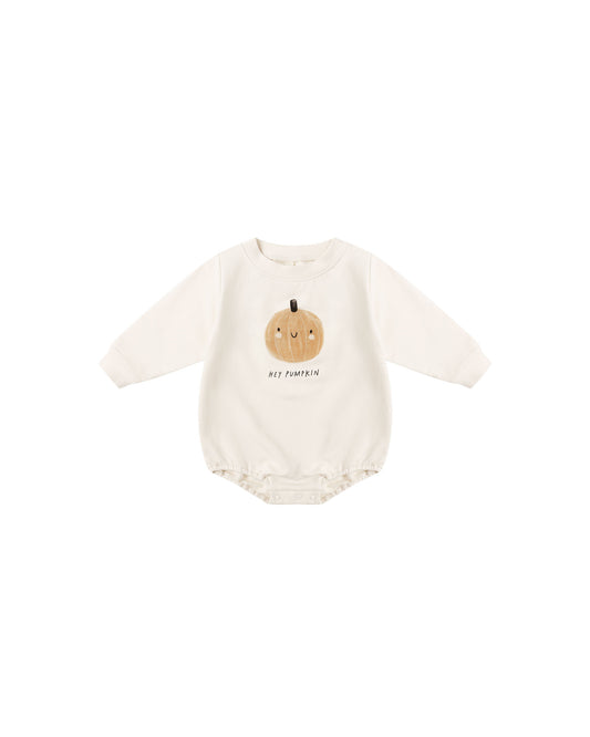 CREWNECK BUBBLE ROMPER || PUMPKIN