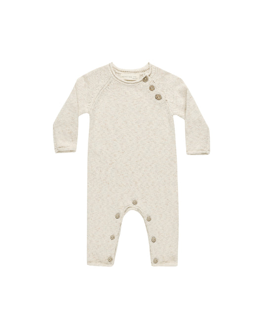 COZY HEATHER KNIT JUMPSUIT || SPECKLED NATURAL