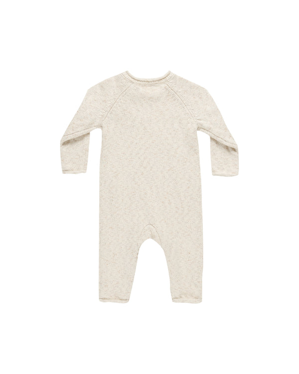 COZY HEATHER KNIT JUMPSUIT || SPECKLED NATURAL