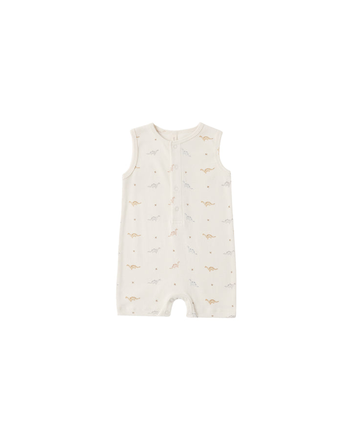 RIBBED HENLEY ROMPER DINOS