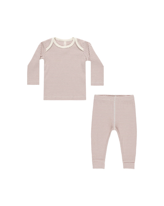 RIBBED TEE + LEGGING SET || MAUVE STRIPE