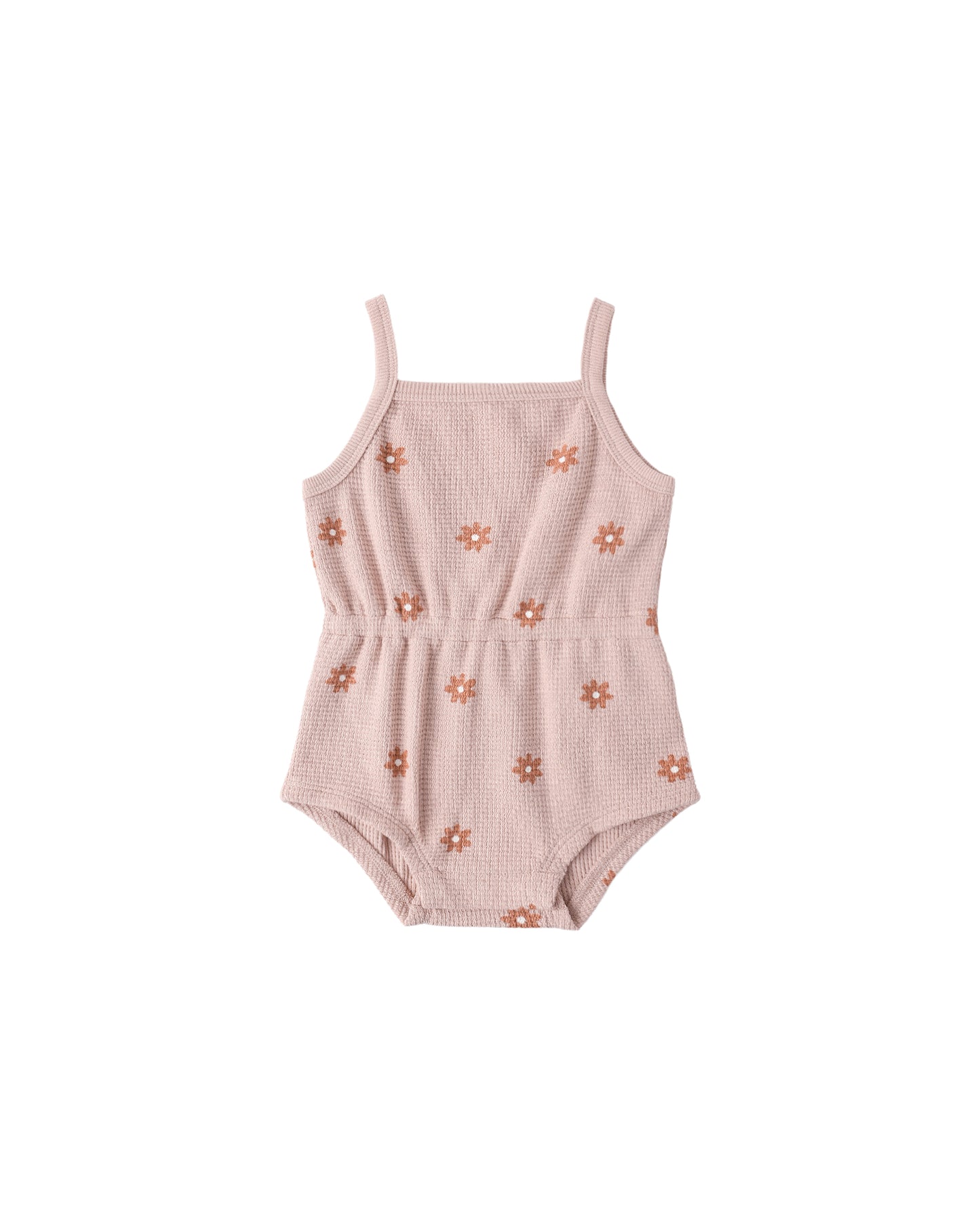 WAFFLE CINCH ROMPER PINK DAISY