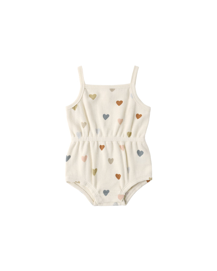 WAFFLE CINCH ROMPER CONFETTI HEARTS