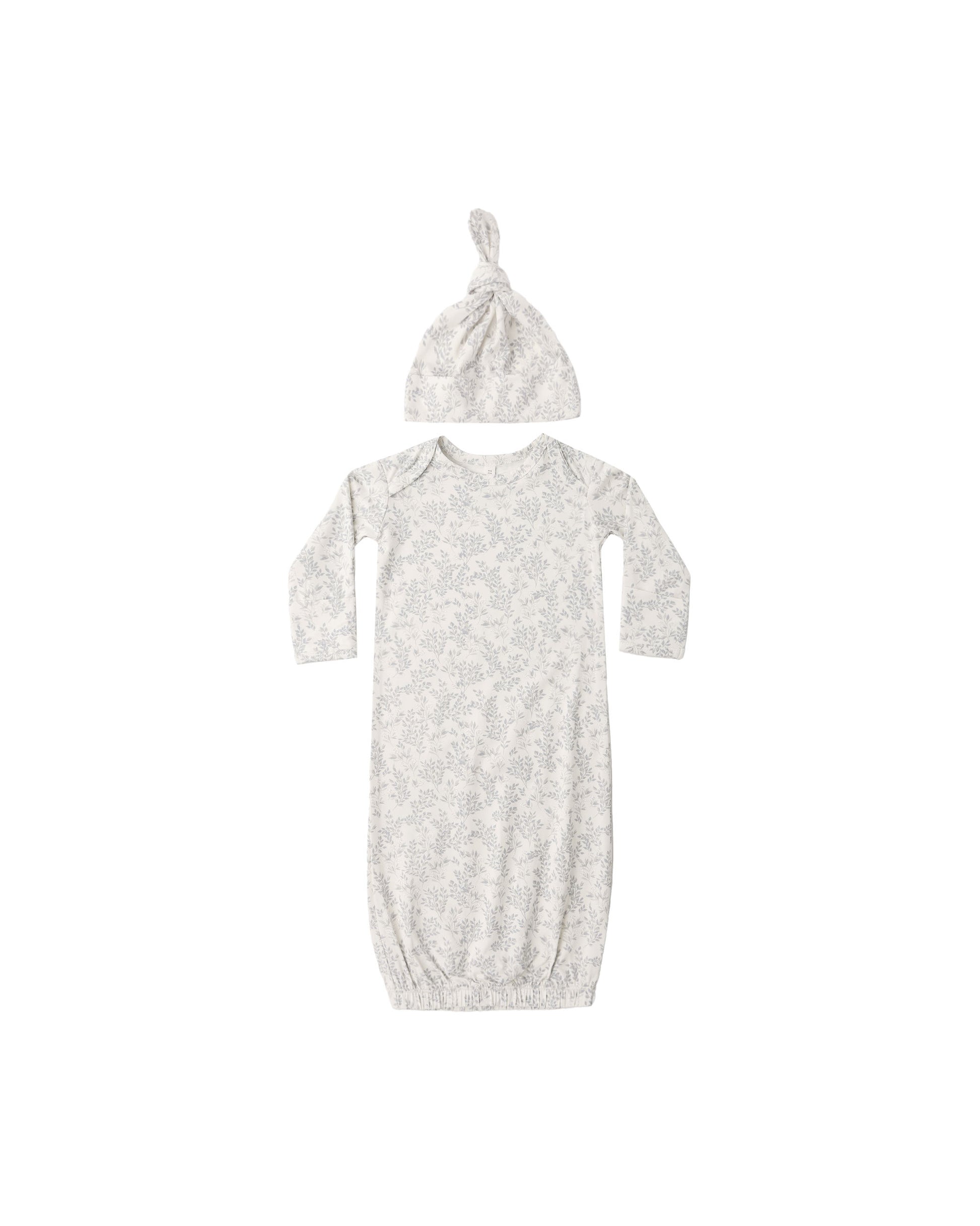 BAMBOO BABY GOWN + HAT SET CLOUD FLORAL