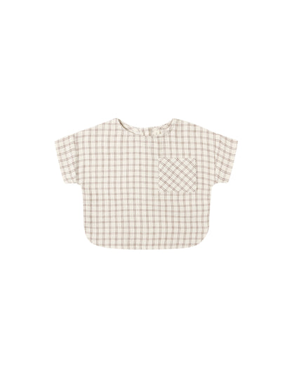 WOVEN BOXY TOP || CEDAR CHECK