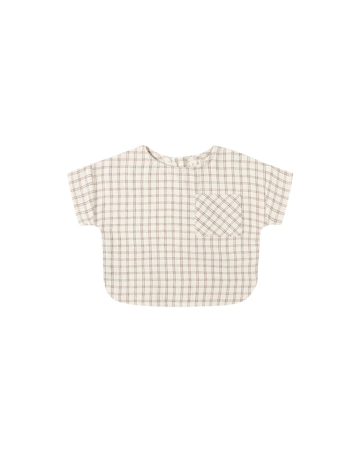 WOVEN BOXY TOP || CEDAR CHECK