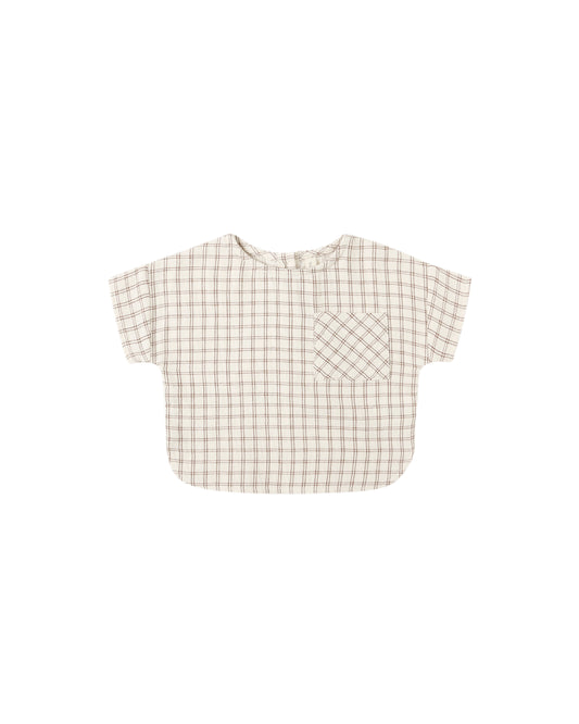WOVEN BOXY TOP || CEDAR CHECK