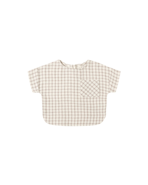 WOVEN BOXY TOP || CEDAR CHECK