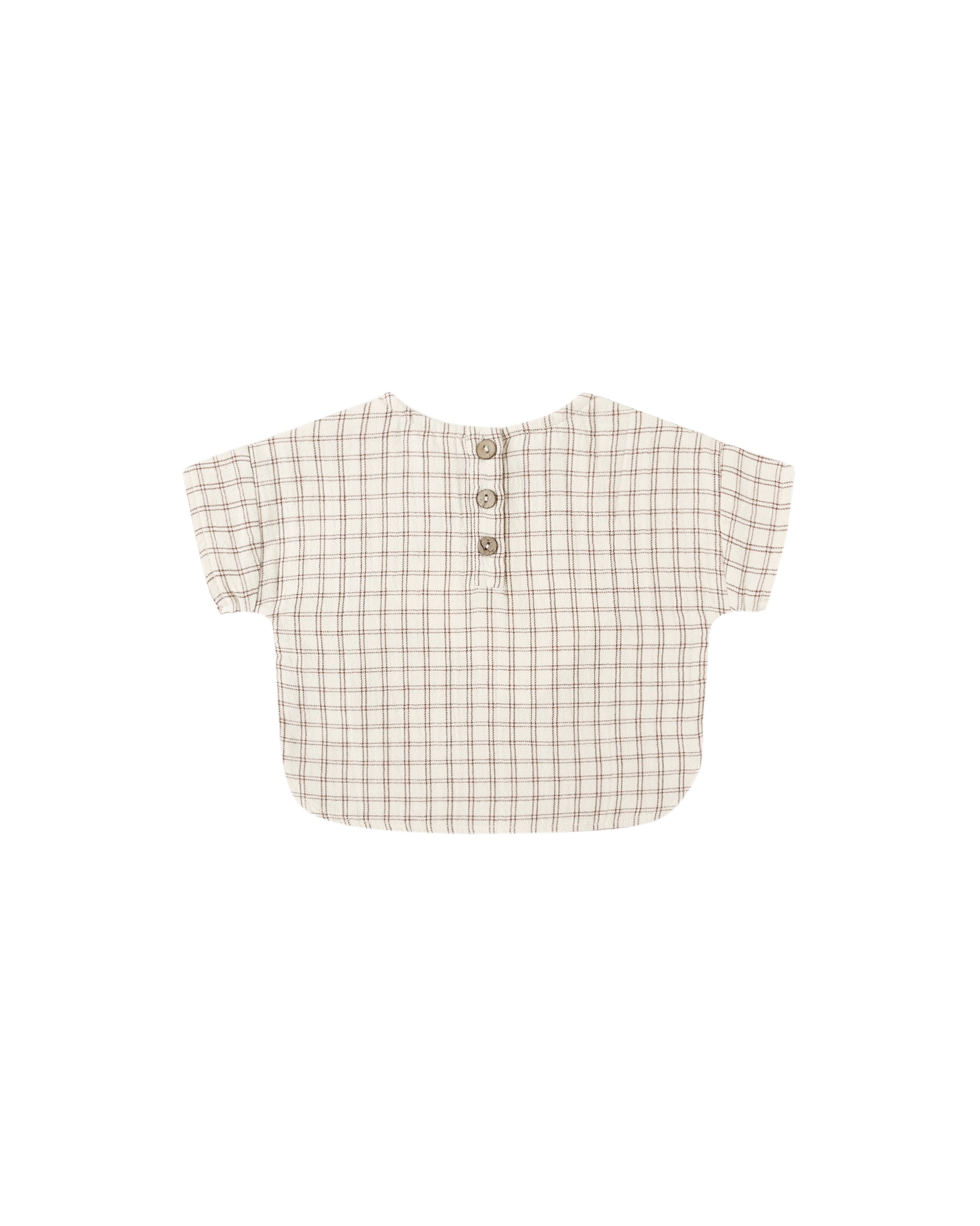 WOVEN BOXY TOP || CEDAR CHECK