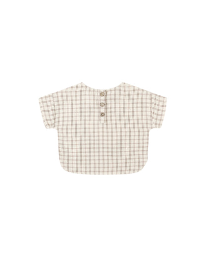 WOVEN BOXY TOP || CEDAR CHECK