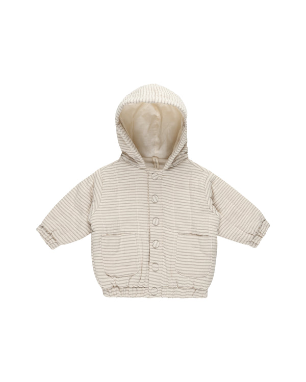 HOODED WOVEN JACKET || BASIL STRIPE