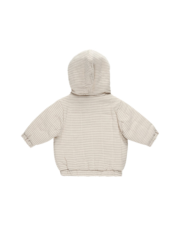 HOODED WOVEN JACKET || BASIL STRIPE