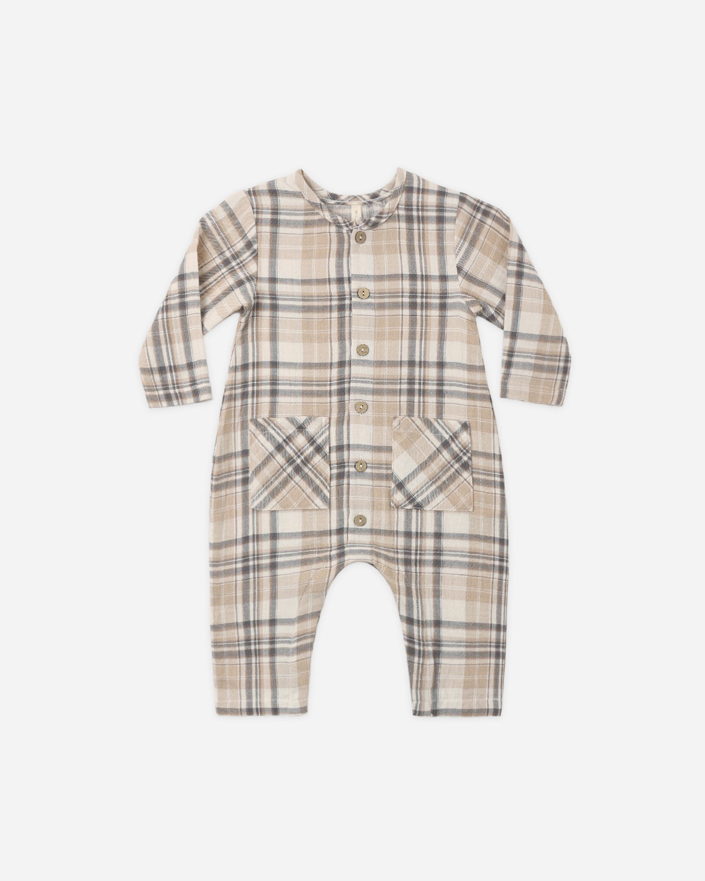 POCKETED WOVEN JUMPSUIT FALL PLAID