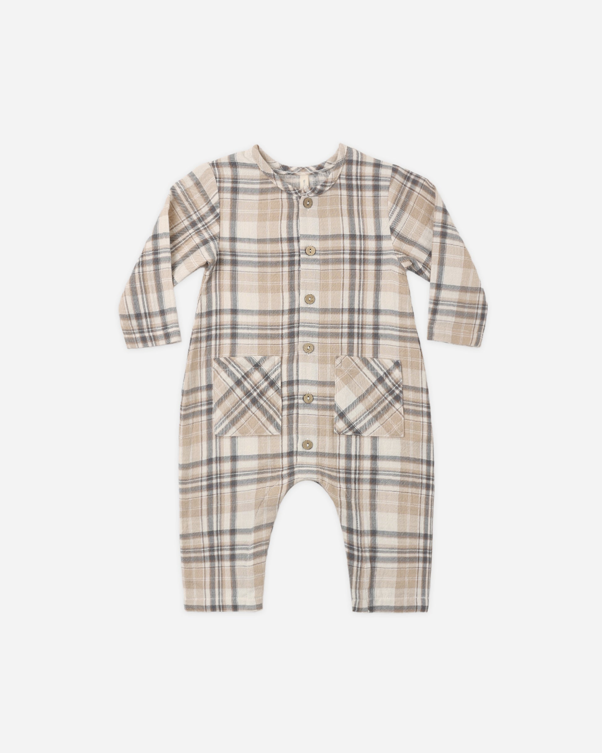 POCKETED WOVEN JUMPSUIT FALL PLAID