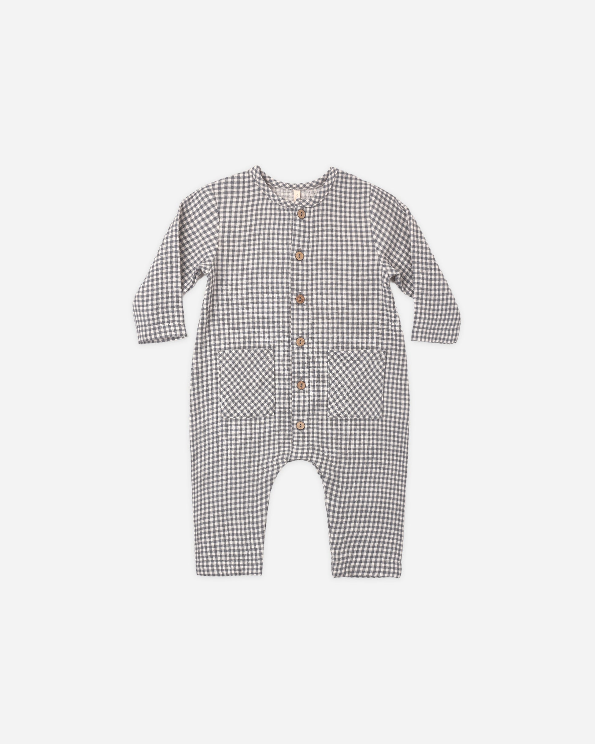 POCKETED WOVEN JUMPSUIT MIDNIGHT GINGHAM