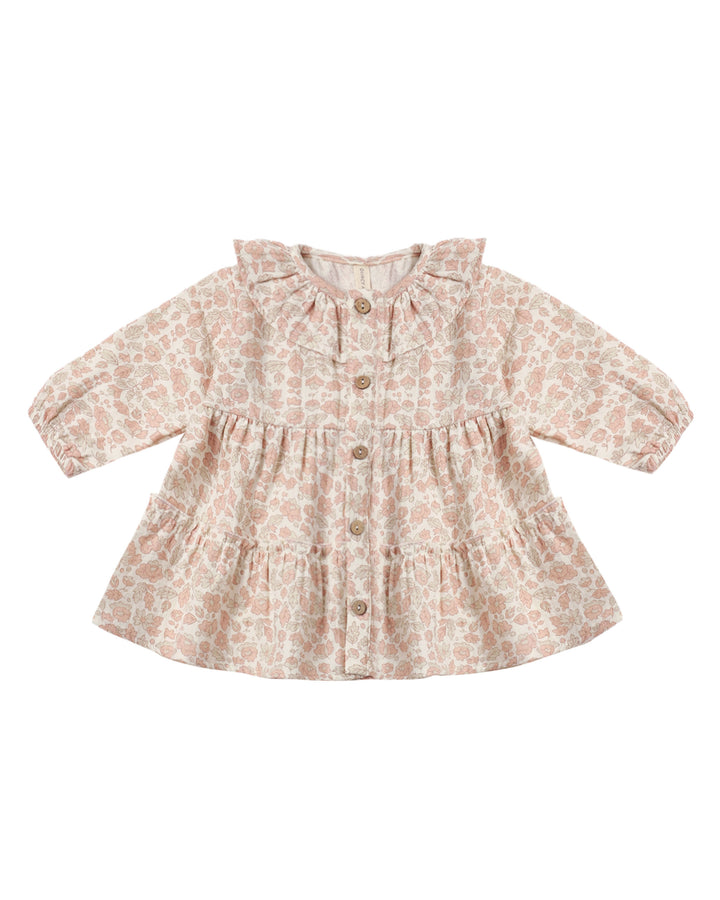 RUFFLE COLLAR BUTTON DRESS PINK BLOSSOM