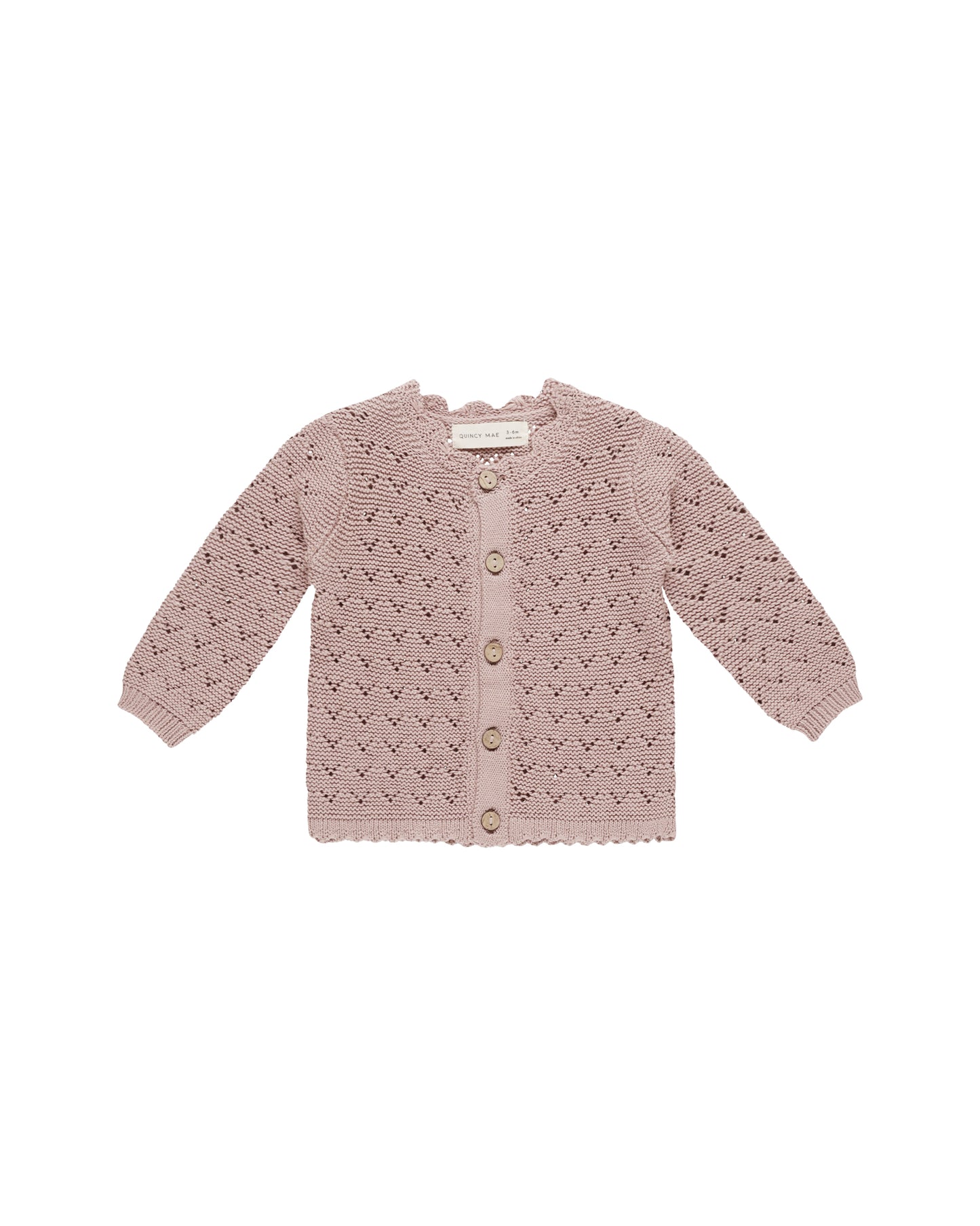 SCALLOPED CARDIGAN || MAUVE