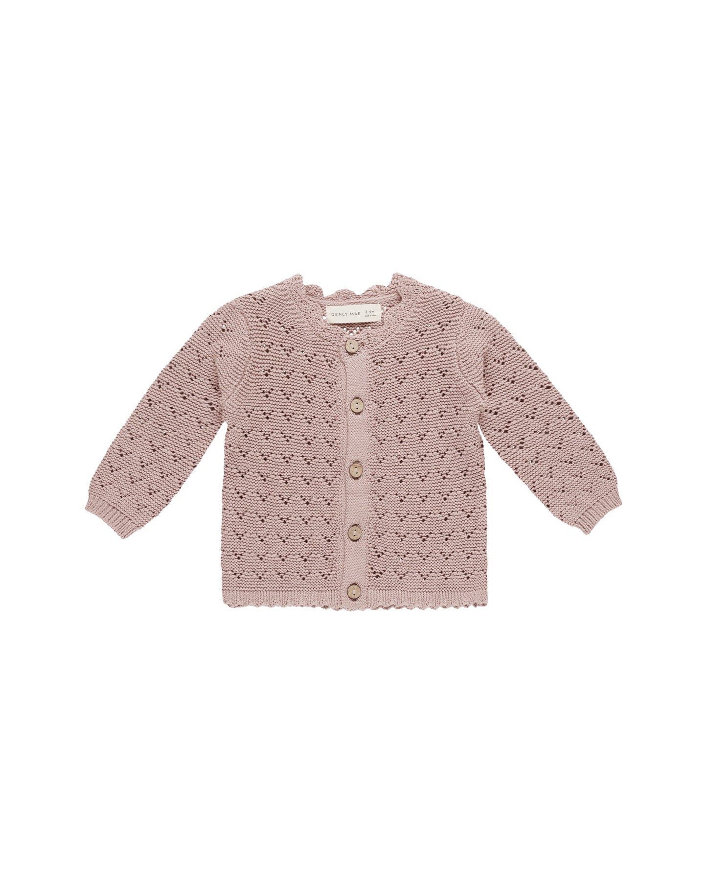 SCALLOPED CARDIGAN || MAUVE