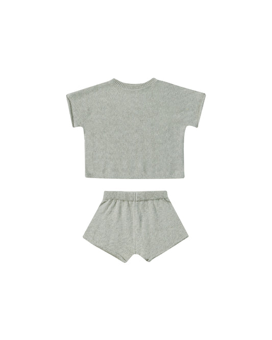 RELAXED SUMMER KNIT SET || HEATHERED SKY