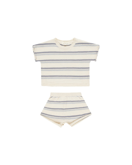 RELAXED SUMMER KNIT SET || BLUE STRIPE