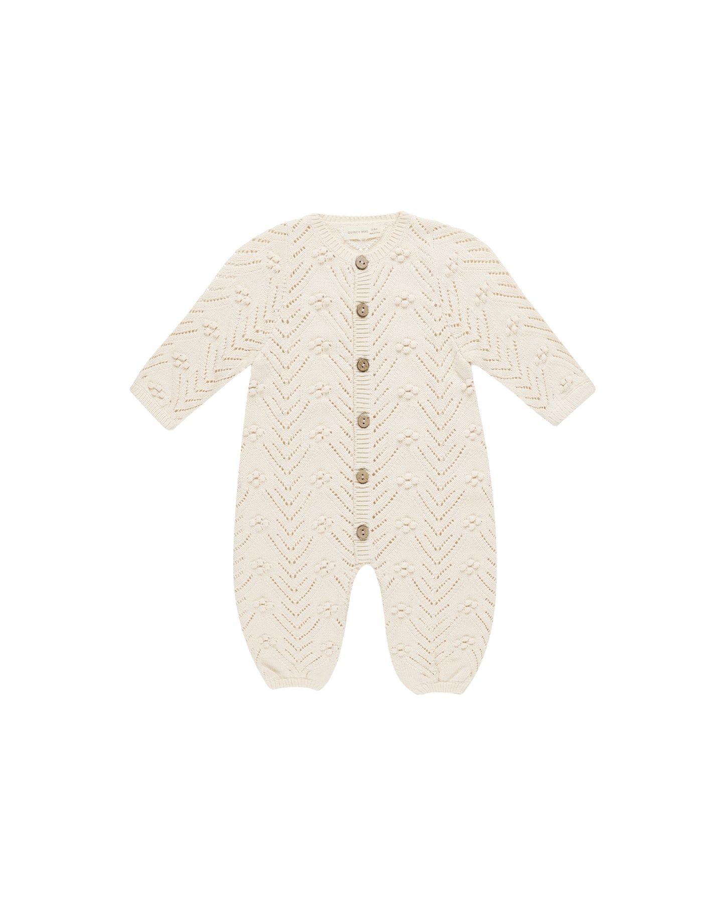 LONG SLEEVE BOBBLE ROMPER || NATURAL