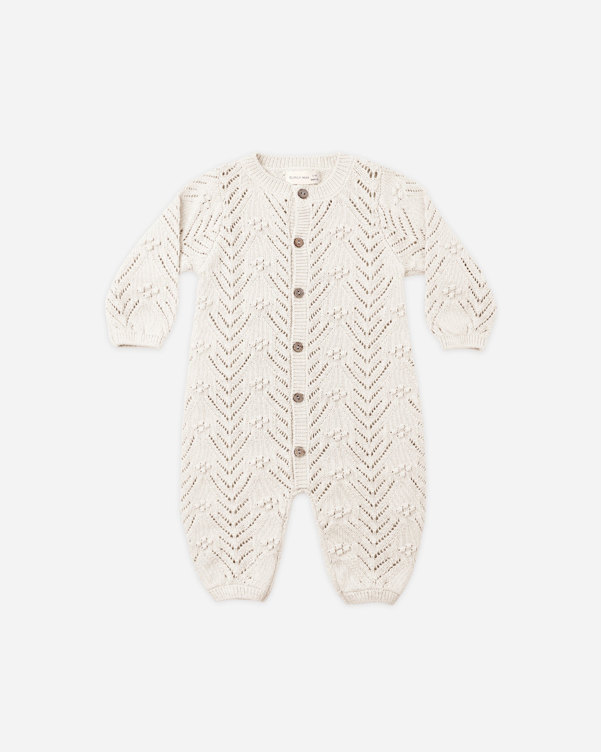 LONG SLEEVE BUBBLE ROMPER HEATHERED OATMEAL