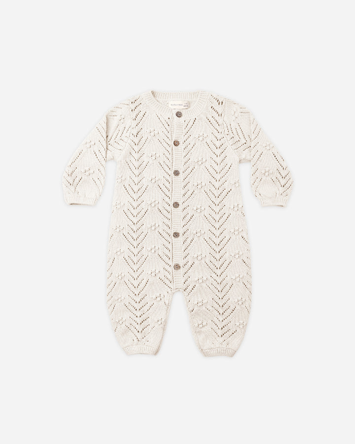 LONG SLEEVE BUBBLE ROMPER HEATHERED OATMEAL