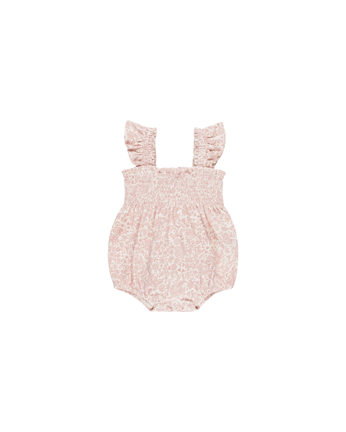 SMOCKED RUFFLE SLEEVE ROMPER || PINK BLOSSOM