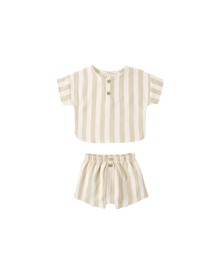 WOVEN BOXY TOP + SHORT SET SUMMER STRIPE
