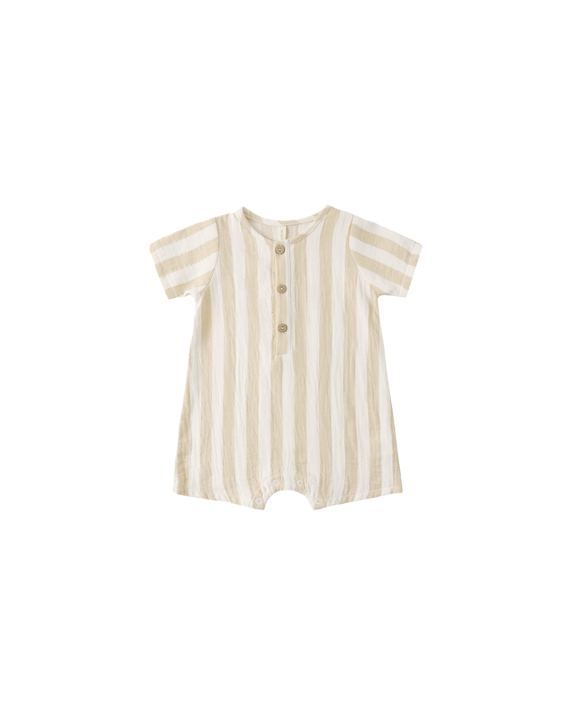 SHORT SLEEVE WOVEN ROMPER SUMMER STRIPE