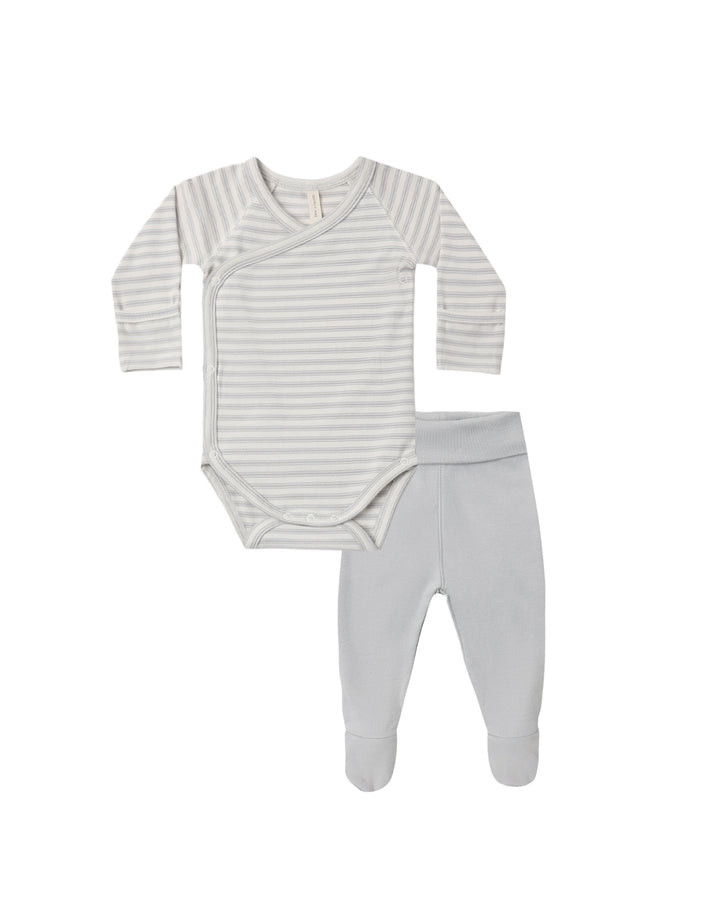SIDE SNAP BODYSUIT + PANT SET CLOUD STRIPE