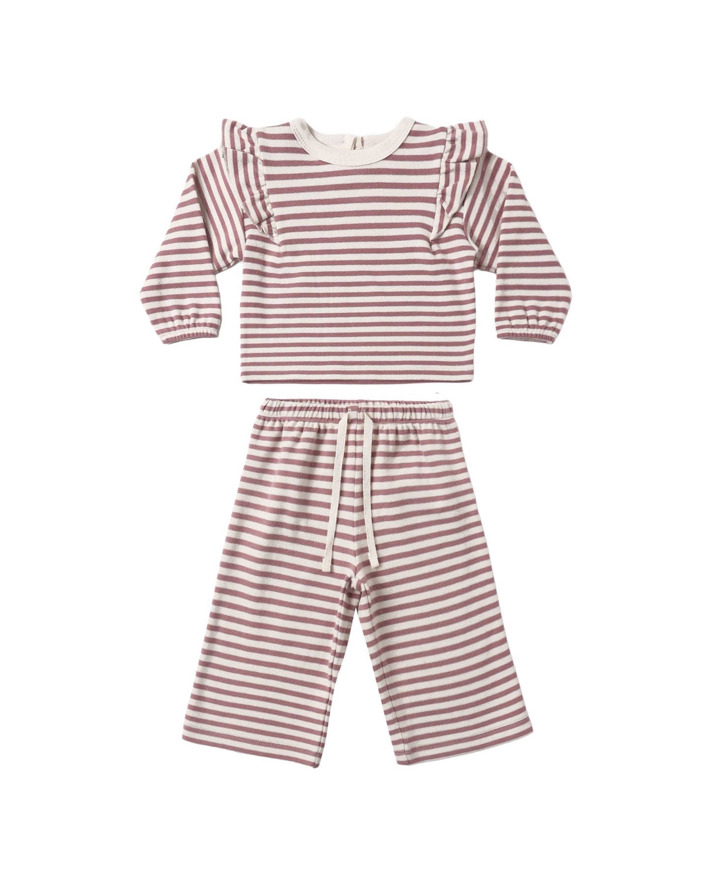 RUFFLE COZY SET MULBERRY STRIPE