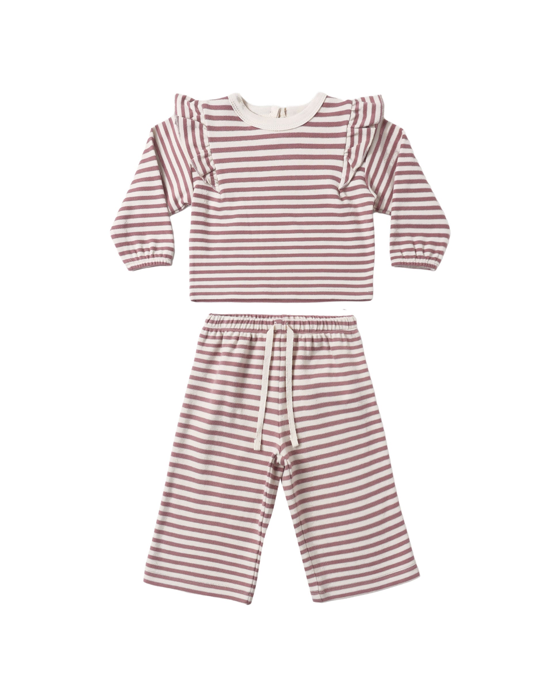 RUFFLE COZY SET MULBERRY STRIPE