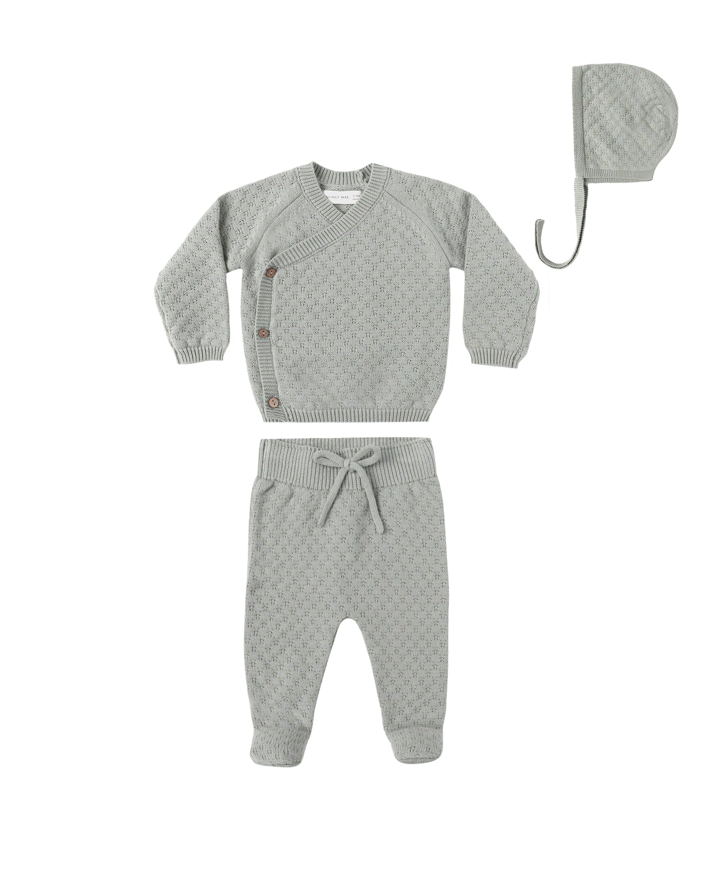 KNIT WRAP TOP + PANT SET || STEEL BLUE