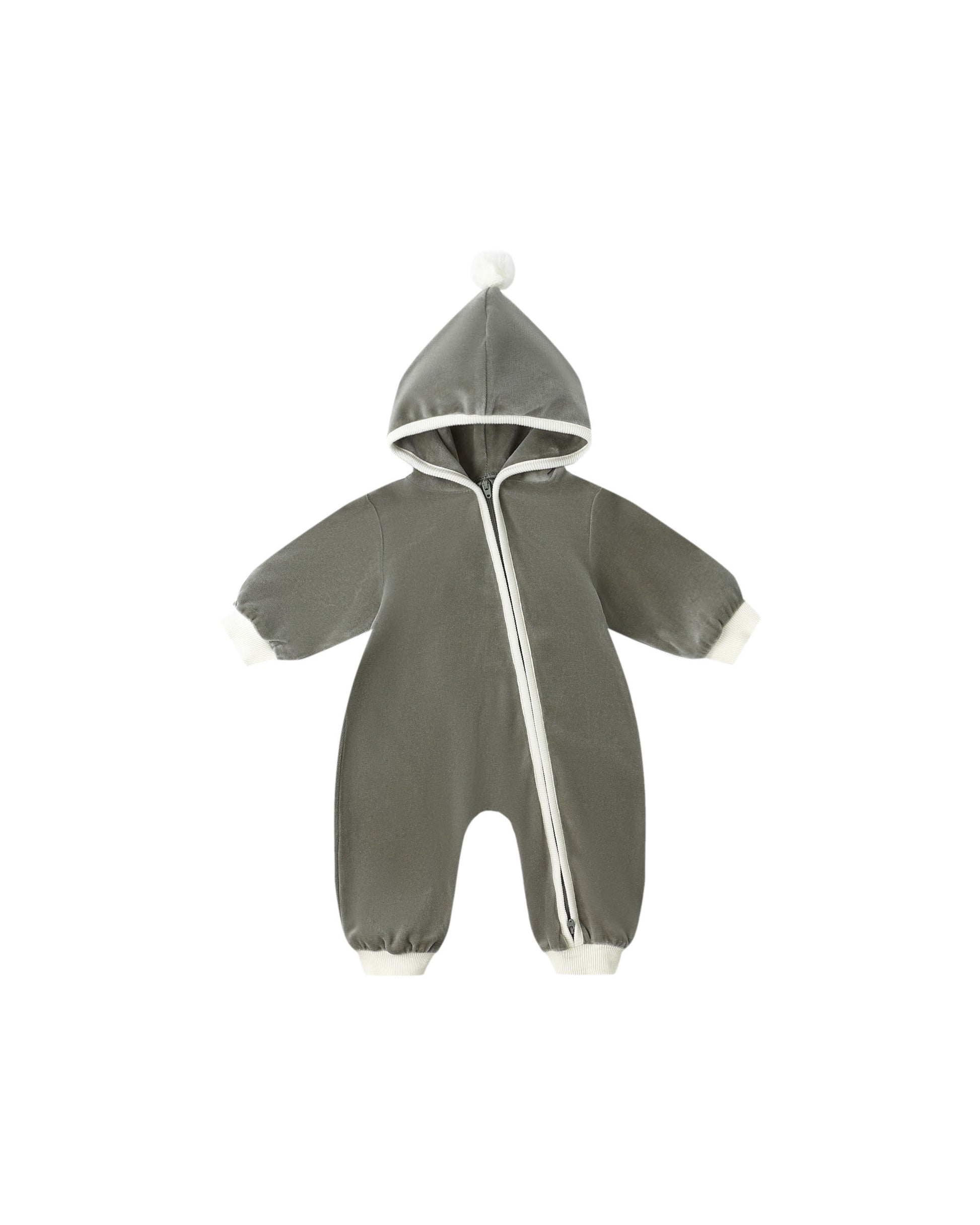 VELOUR ZIP JUMPSUIT || FOREST