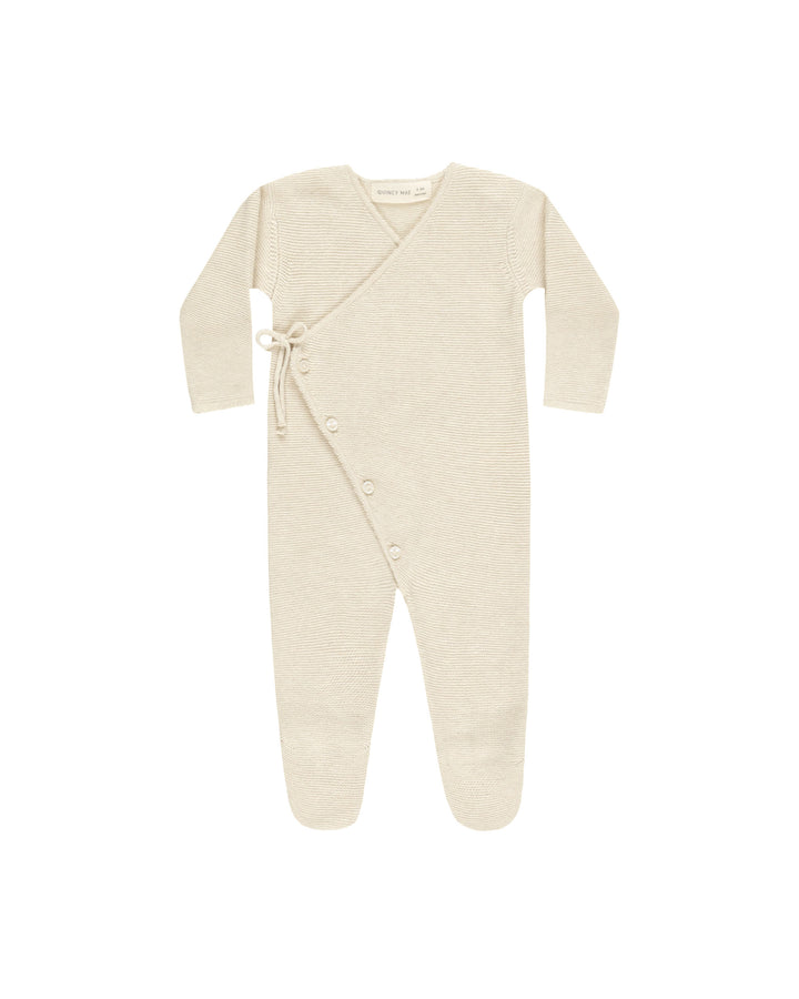 WRAP KNIT FOOTIE || HEATHERED NATURAL