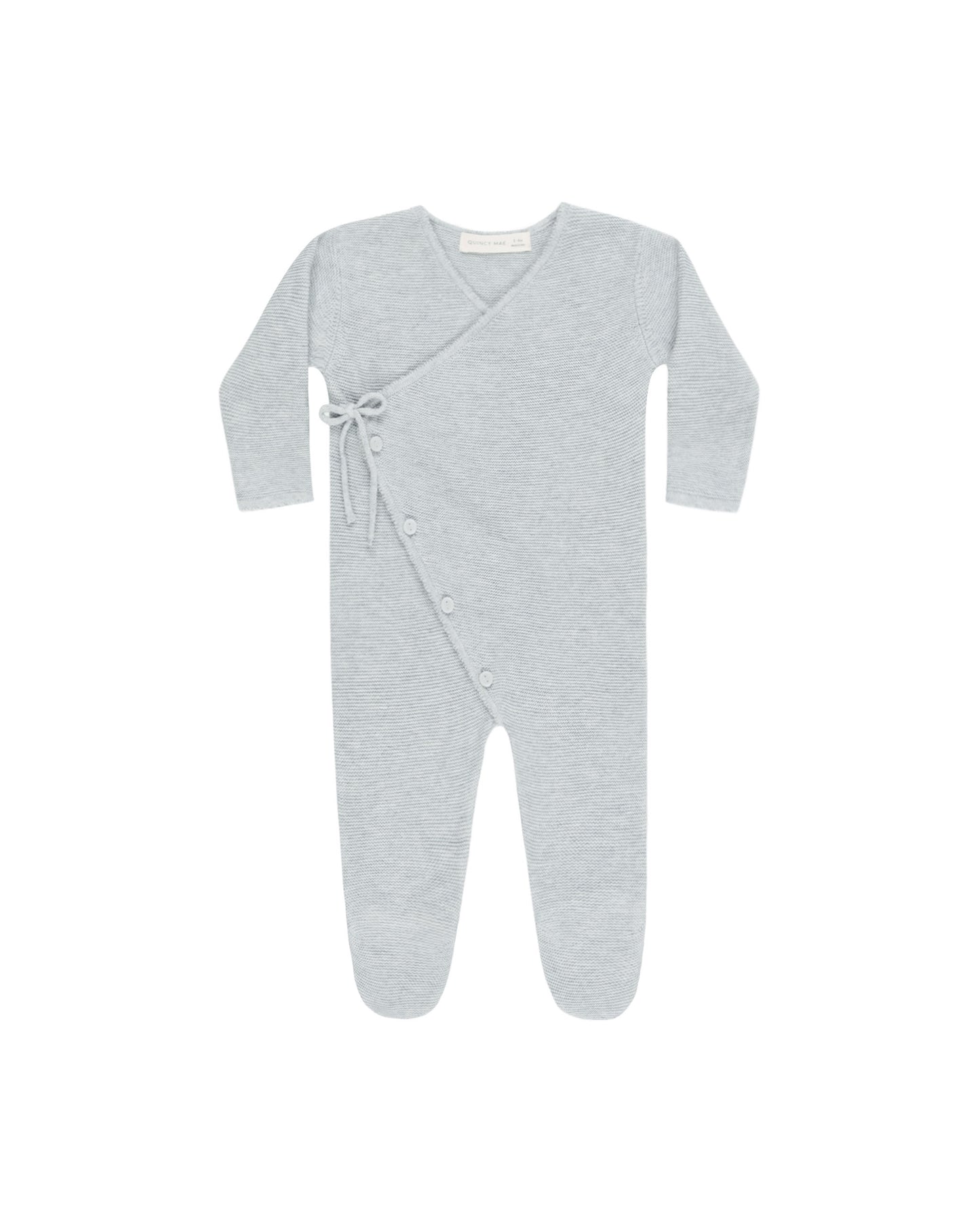 WRAP KNIT FOOTIE || HEATHERED DUSTY BLUE