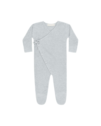WRAP KNIT FOOTIE || HEATHERED DUSTY BLUE