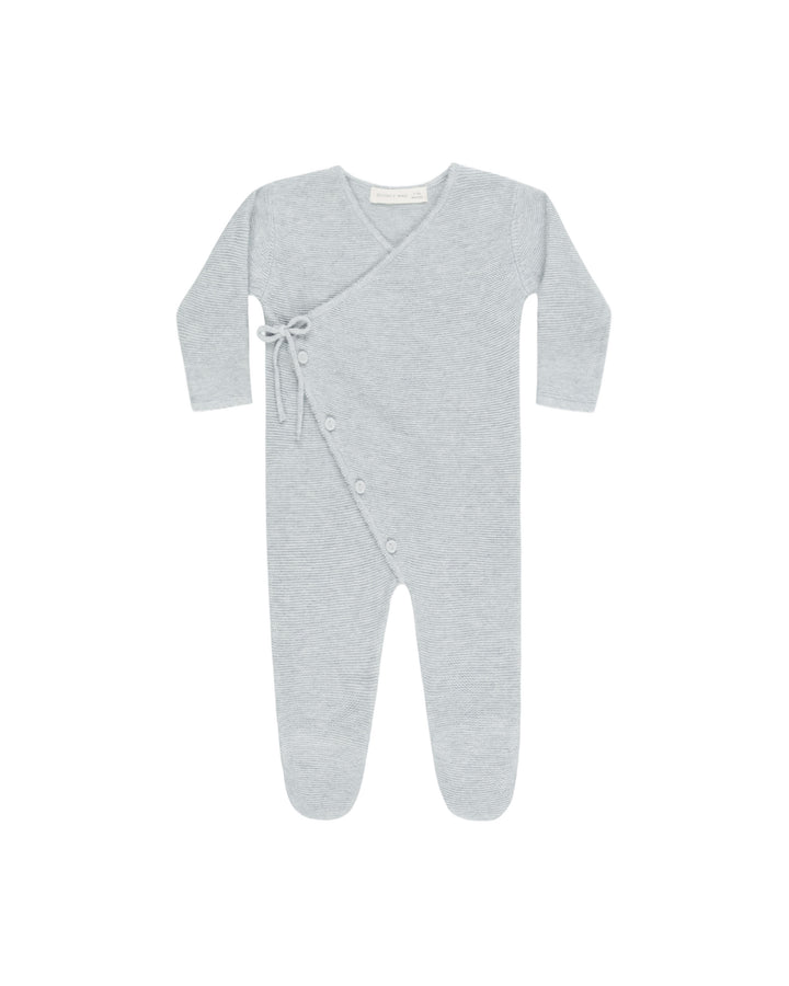 WRAP KNIT FOOTIE || HEATHERED DUSTY BLUE