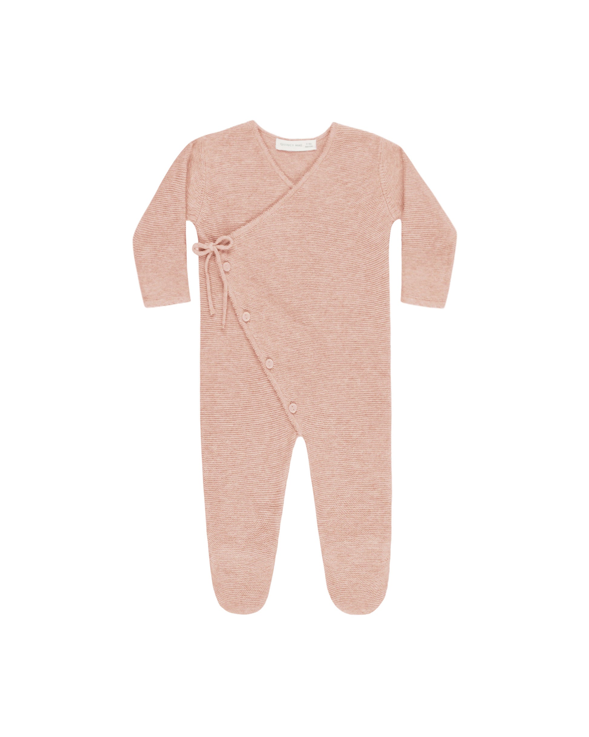 WRAP KNIT FOOTIE || HEATHERED ROSE
