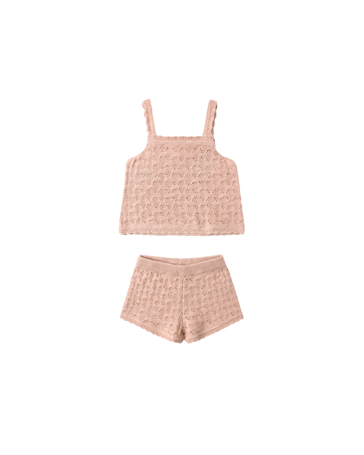 POINTELLE KNIT TANK + SHORT SET MELON